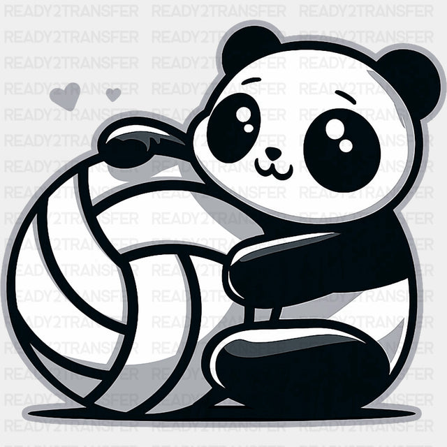Panda & Volleyball - Volleyball DTF Transfers ready2transfer Dark Color Design (See Imaging)