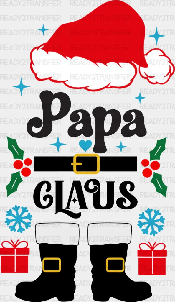 Papa Claus - Christmas Dtf Transfer Adult Unisex S & M (10’’) / Dark Color Design (See Imaging)