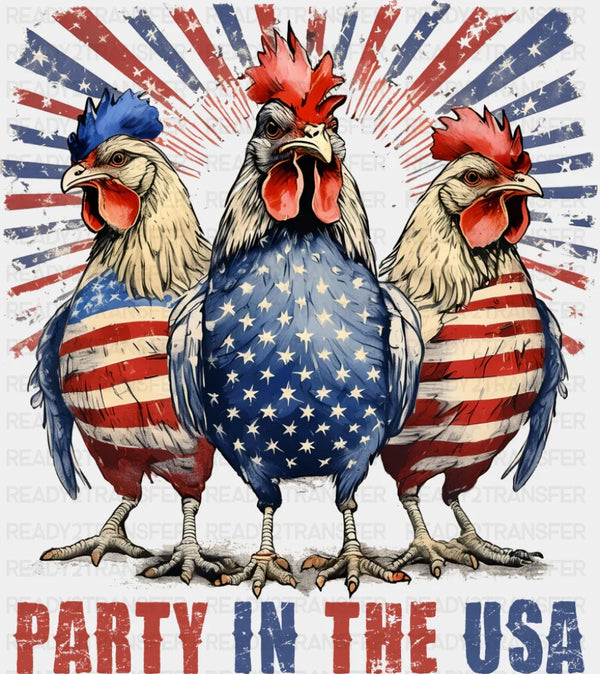 Party In The USA Roosters - 4th Of July DTF Transfer