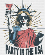 Party In The USA Statue Of Liberty - 4th Of July DTF Transfer ready2transfer Dark Color Design (See Imaging)
