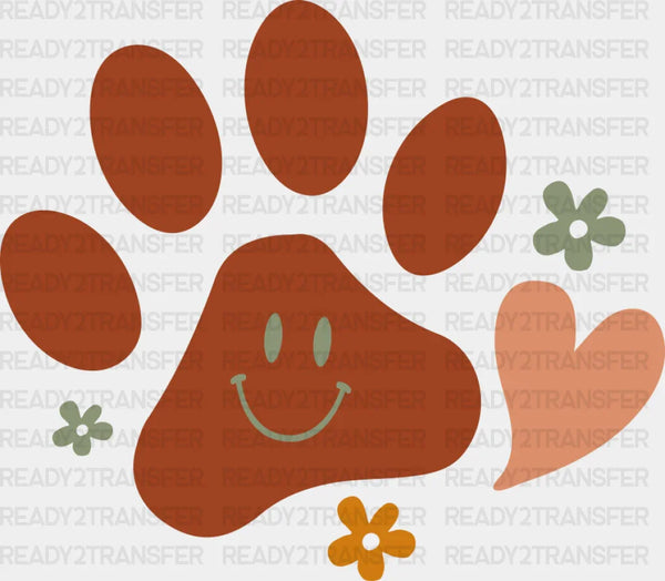 Paw Smiley Heart Flowers - Dogs DTF Transfer