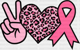 Peace Heart Ribbon - Cancer Dtf Transfer Adult Unisex S & M (10’’) / Dark Color Design (See Imaging)