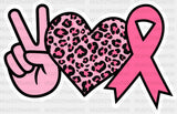 Peace Heart Ribbon - Cancer Dtf Transfer Adult Unisex S & M (10’’) / Light Color Design (See