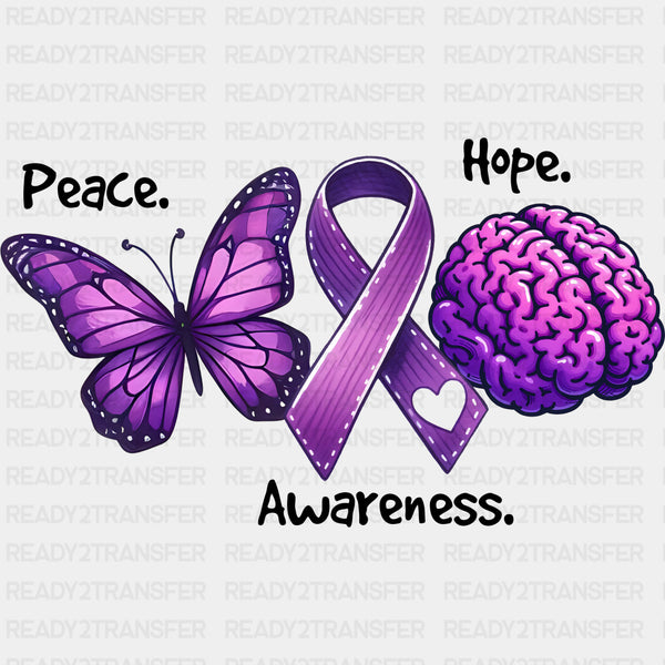 Peace Hope Awareness B&W - Alzheimer's Awareness DTF Transfer