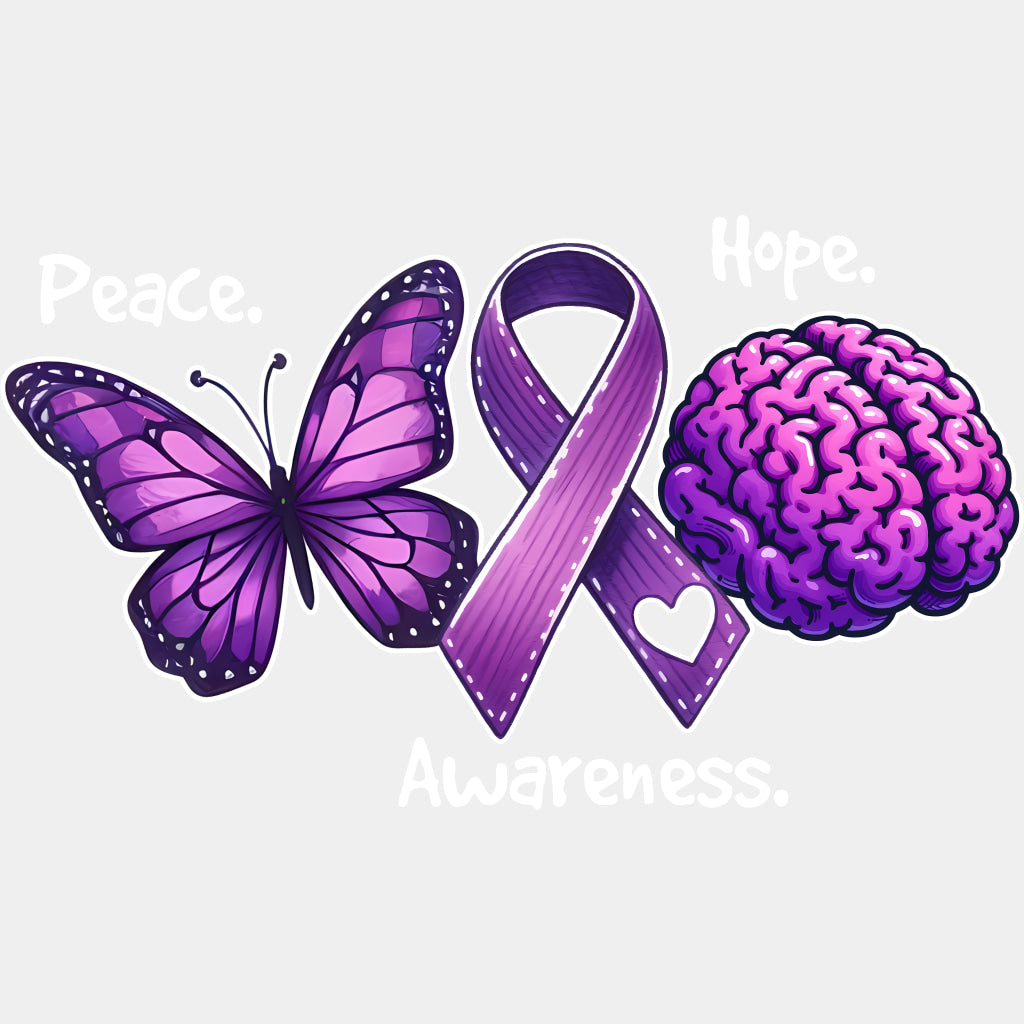 Peace Hope Awareness B&W - Alzheimer's Awareness DTF Transfer ready2transfer Light Color Design (See Imaging)