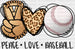 Peace Love Baseball - Baseball DTF Heat Transfer ready2transfer Black