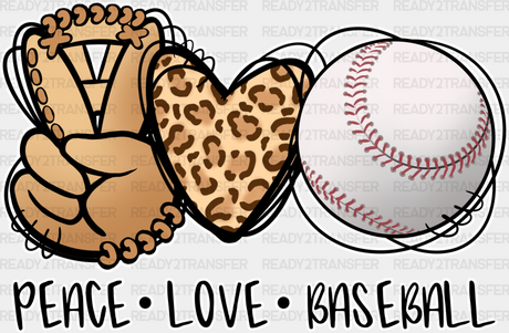 Peace Love Baseball - Dtf Heat Transfer Adult Unisex S & M (10’’) / White