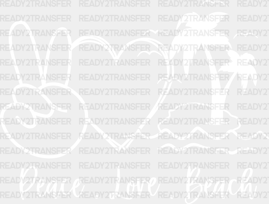 Peace Love Beach Summer Dtf Transfer Adult Unisex - S & M (10’) / White