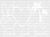 Peace Love Beach Summer Dtf Transfer Adult Unisex - S & M (10’) / White