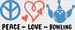 Peace Love Bowling Design - Bowling DTF Heat Transfer ready2transfer Black