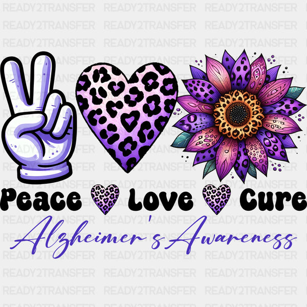 Peace Love Cure, Alzheimer's Awareness - Alzheimer's Awareness DTF Transfer