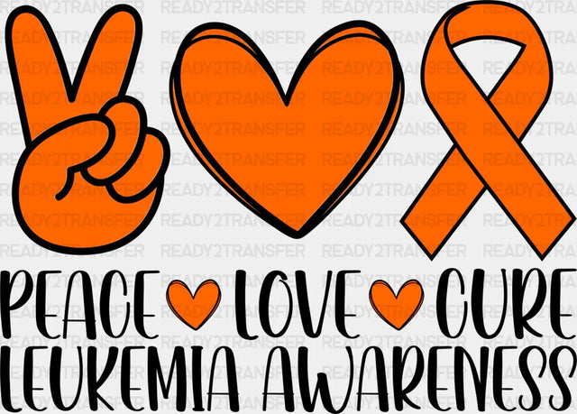 Peace Love Cure Leukemia Awareness - Dtf Heat Transfer Adult Unisex S & M (10’’) / Dark Color