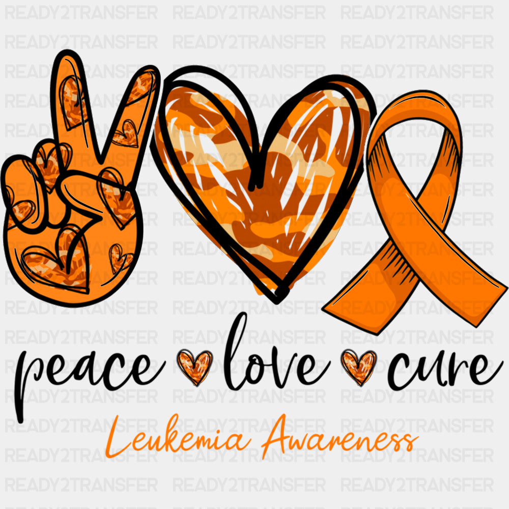 Peace, Love, Cure, Leukemia Awareness - Leukemia DTF Transfers ready2transfer Dark Color Design (See Imaging)