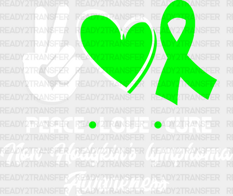 Peace Love Cure - Lymphoma Dtf Heat Transfer Adult Unisex S & M (10’’) / Light Color Design