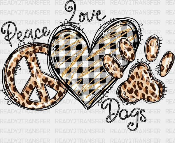 Peace Love Dogs Leopard DTF Transfer