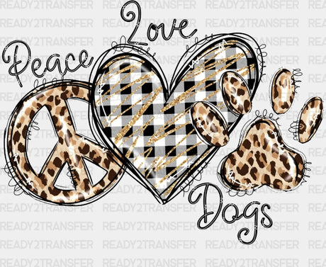 Peace Love Dogs Leopard Dtf Transfer