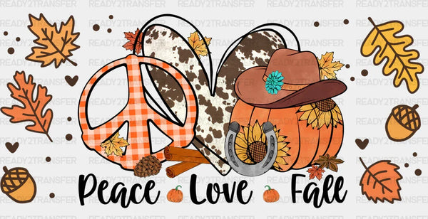 Peace Love Fall Heart Design - Fall Cup Wrap UV Sticker Permanent UV DTF Decal