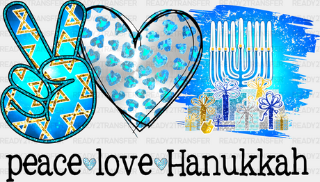 Peace Love Hanukkah Design - Dtf Heat Transfer Adult Unisex S & M (10’) / Black