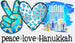 Peace Love Hanukkah Design - Hanukkah DTF heat transfer ready2transfer White