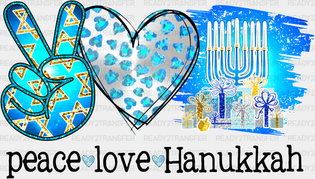 Peace Love Hanukkah Design - Dtf Heat Transfer Adult Unisex S & M (10’) / White