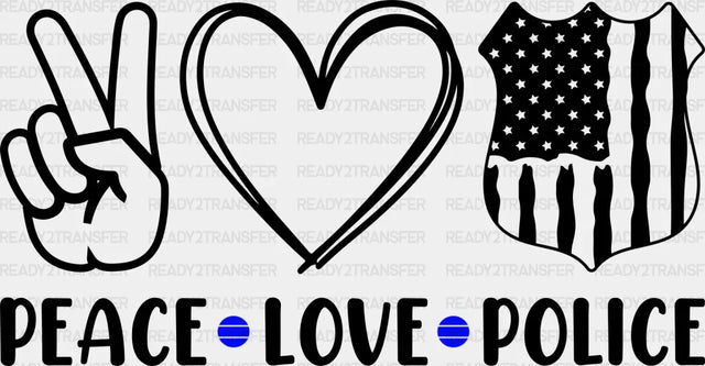 Peace Love Police Design - Dtf Heat Transfer Adult Unisex S & M (10’’) / Dark Color (See Imaging)