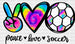 Peace Love Soccer - Soccer DTF Heat Transfer ready2transfer Black