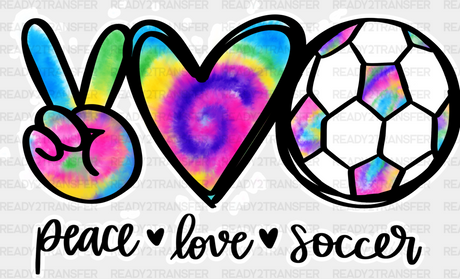 Peace Love Soccer - Dtf Heat Transfer Adult Unisex S & M (10’’) / White