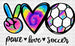 Peace Love Soccer - Soccer DTF Heat Transfer ready2transfer White