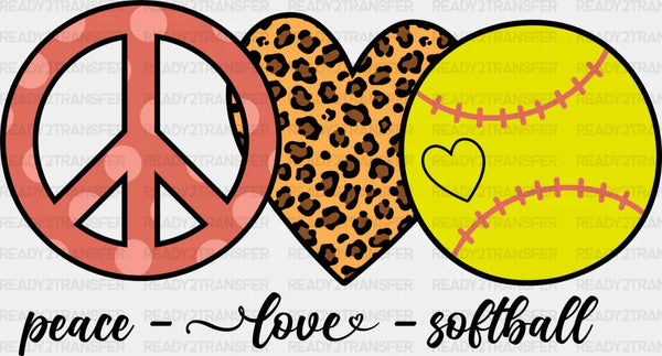 Peace Love Softball - Softball DTF Heat Transfer
