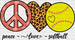 Peace Love Softball - Softball DTF Heat Transfer ready2transfer Black