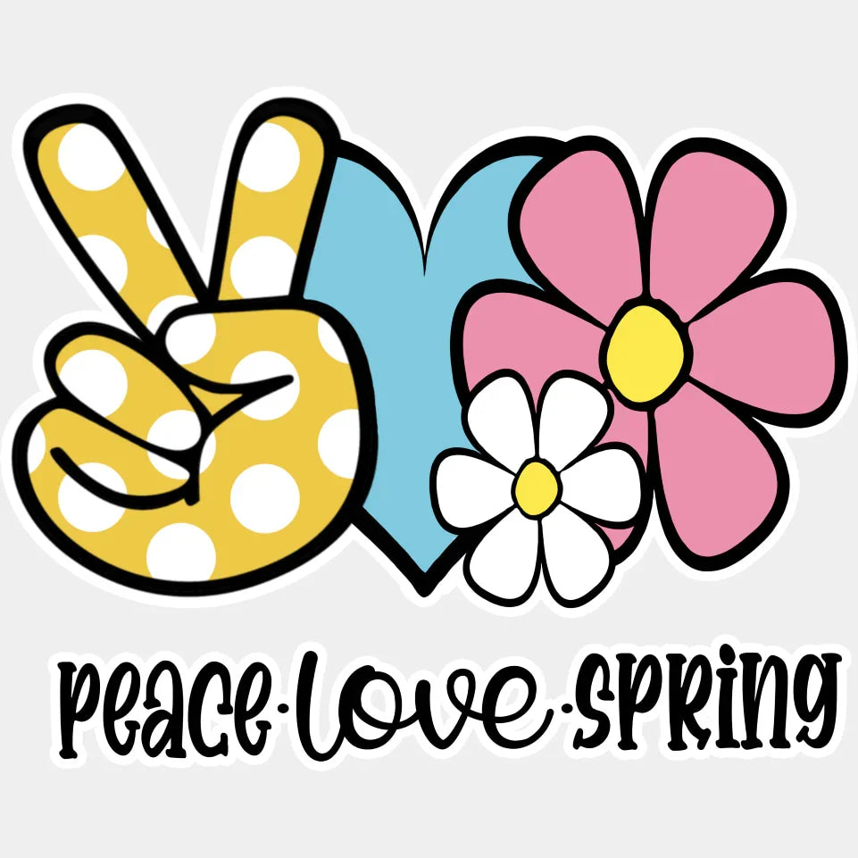 Peace Love Spring - Spring DTF Transfer Adult Unisex - S & M (10’’) / Light Color Design (See Imaging)