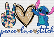 Peace Love Stitch Disney Dtf Transfer