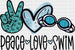 Peace Love Swim Doodles Design - Swimming DTF Heat Transfer ready2transfer Black
