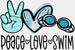 Peace Love Swim Doodles Design - Swimming DTF Heat Transfer ready2transfer White