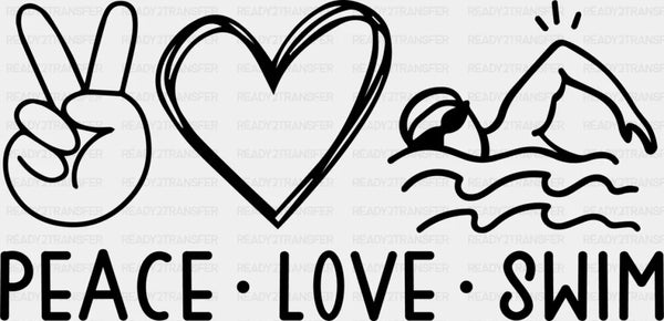 Peace Love Swim - Swimming DTF Heat Transfer