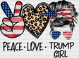 Peace Love Trump Girl Election Dtf Transfer Adult Unisex - S & M (10’) / Black