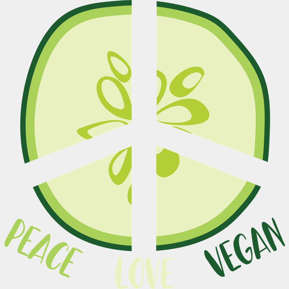 Peace Love Vegan Cucumber Peace Sign - Vegan DTF Transfers - Adult Unisex - S & M (10’’) / Light Color Design (See
