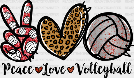 Peace Love Volleyball - Dtf Heat Transfer Adult Unisex S & M (10’’) / Black