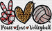 Peace Love Volleyball - Volleyball DTF Heat Transfer ready2transfer Black