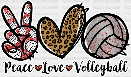 Peace Love Volleyball - Dtf Heat Transfer Adult Unisex S & M (10’’) / White