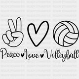 Peace & Love & Volleyball - Volleyball DTF Transfers ready2transfer Dark Color Design (See Imaging)