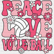Peace Love Volleyball, Pink Flowers - Volleyball DTF Transfers ready2transfer Dark Color Design (See Imaging)