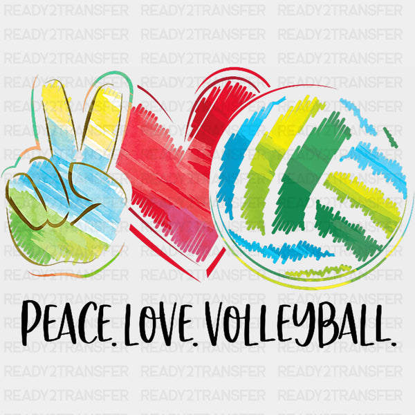Peace Love Volleyball, Scribble Design - Volleyball DTF Transfers