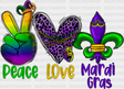 PEACE MARDI GRAS DTF Transfer