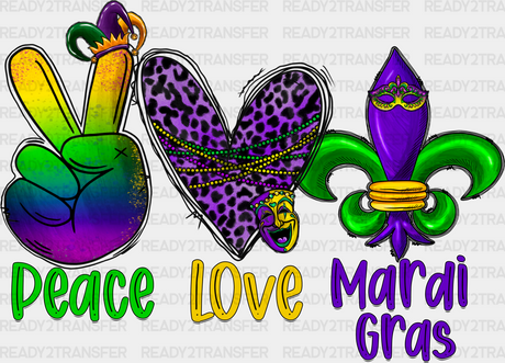 PEACE MARDI GRAS DTF Transfer