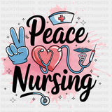 Peace Nursing, Pink Splash - Nurse DTF Transfers ready2transfer