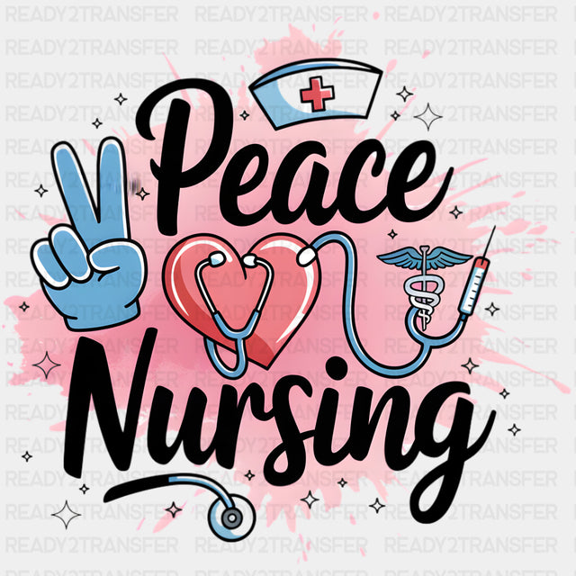 Peace Nursing, Pink Splash - Nurse DTF Transfers ready2transfer