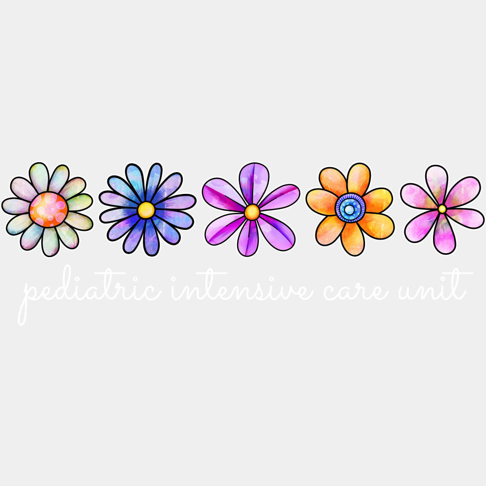 Pediatric Intensive Care Unit, Flowers - Pediatric Nurse DTF Transfers ready2transfer Light Color Design (See Imaging)