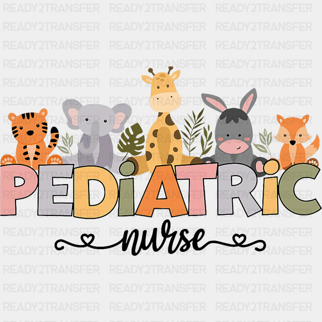 Pediatric Nurse, Animals Design - Pediatric Nurse DTF Transfers ready2transfer Dark Color Design (See Imaging)