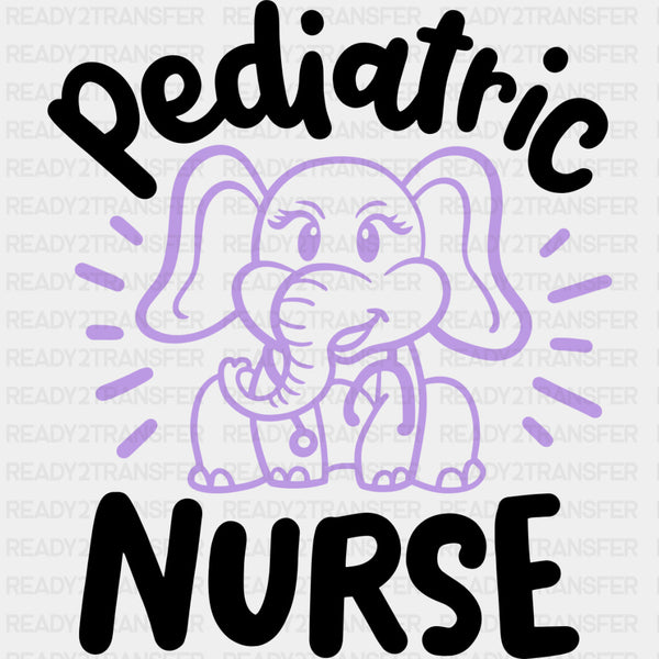 Pediatric Nurse, Purple Elephant - Pediatric Nurse DTF Transfers